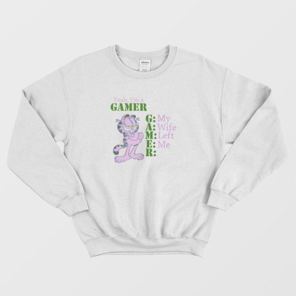 Garfield Yeah Im Gamer Cartoon Cat Humor Gaming Graphic Unisex Sweatshirt
